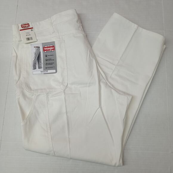 Wrangler Workwear Painters Pants Relaxed Fit Men's Size 42x30 White Tool Pockets - Picture 1 of 7